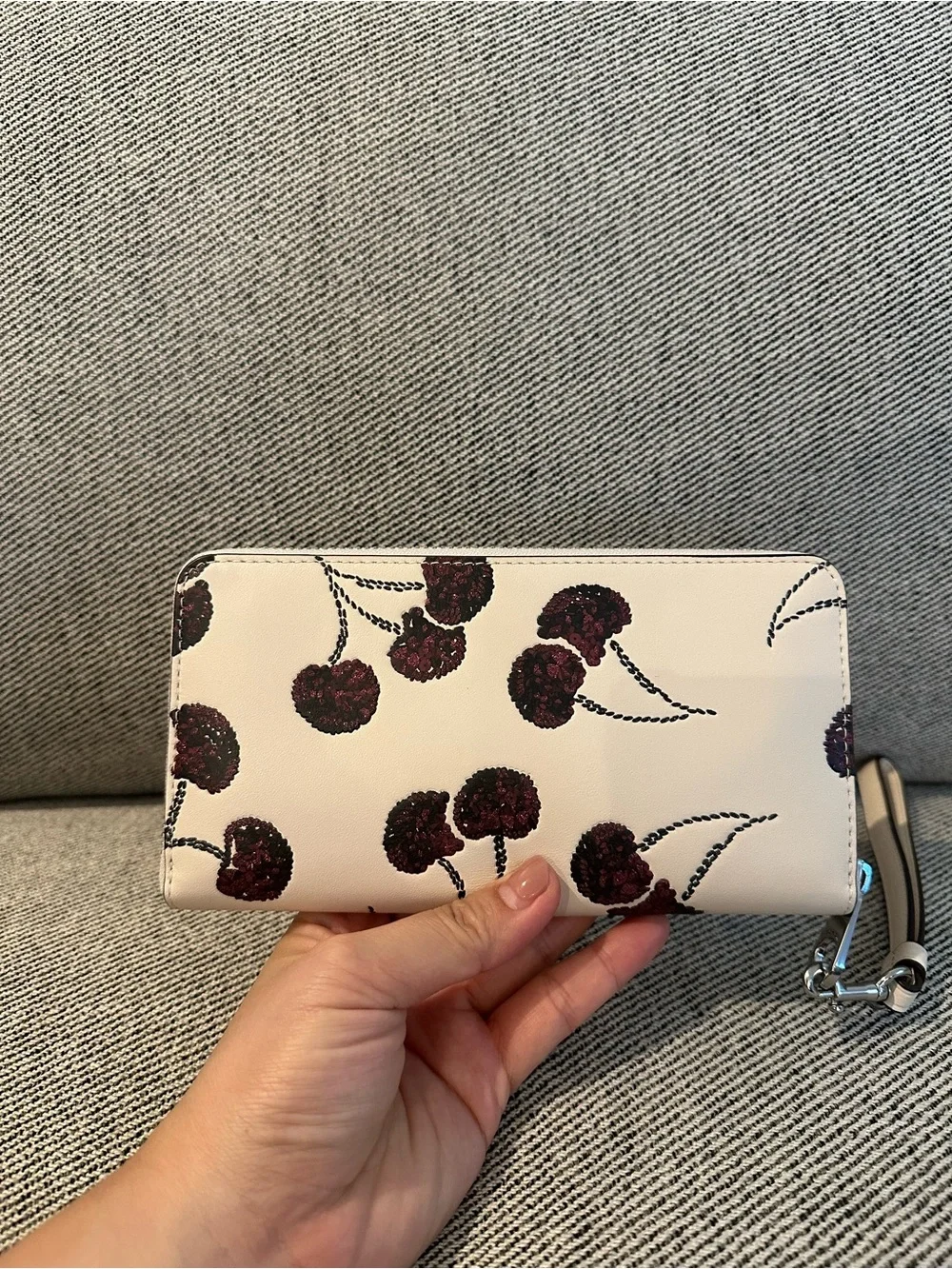 NWT Coach Long zip around wallet cherry print CDE92